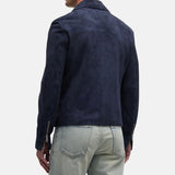 Men's Dark Suede Asymmetrical Moto Jacket