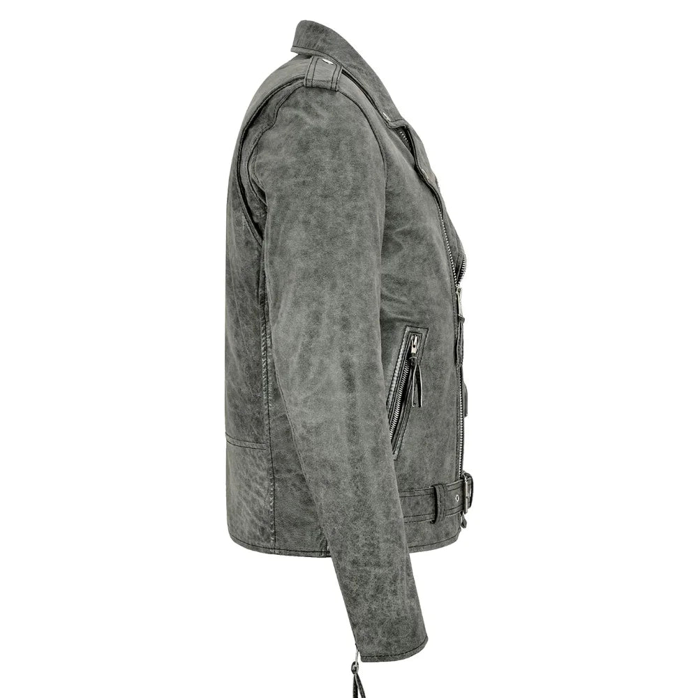 Men's Brando Real Leather Vintage Buff Biker Jacket