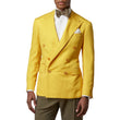 Double Breasted Two Piece Yellow Suit Mens Notch Lapel - Front View
