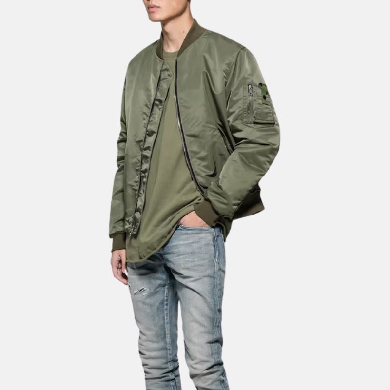 mens-green-nylon-bogota-bomber-jacket