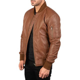 Men's Western Brown Vintage Leather Bomber Jacket