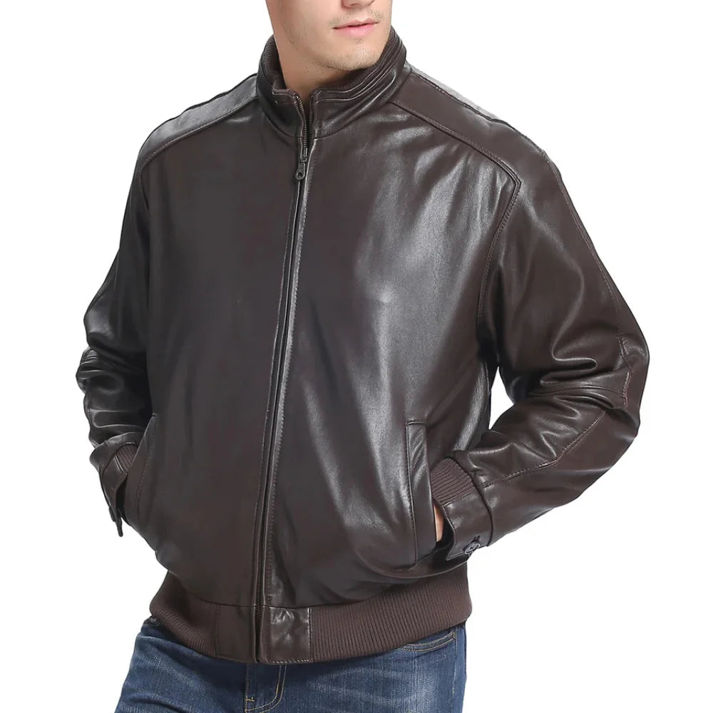 Men's Fit Lambskin Leather Bomber Jacket