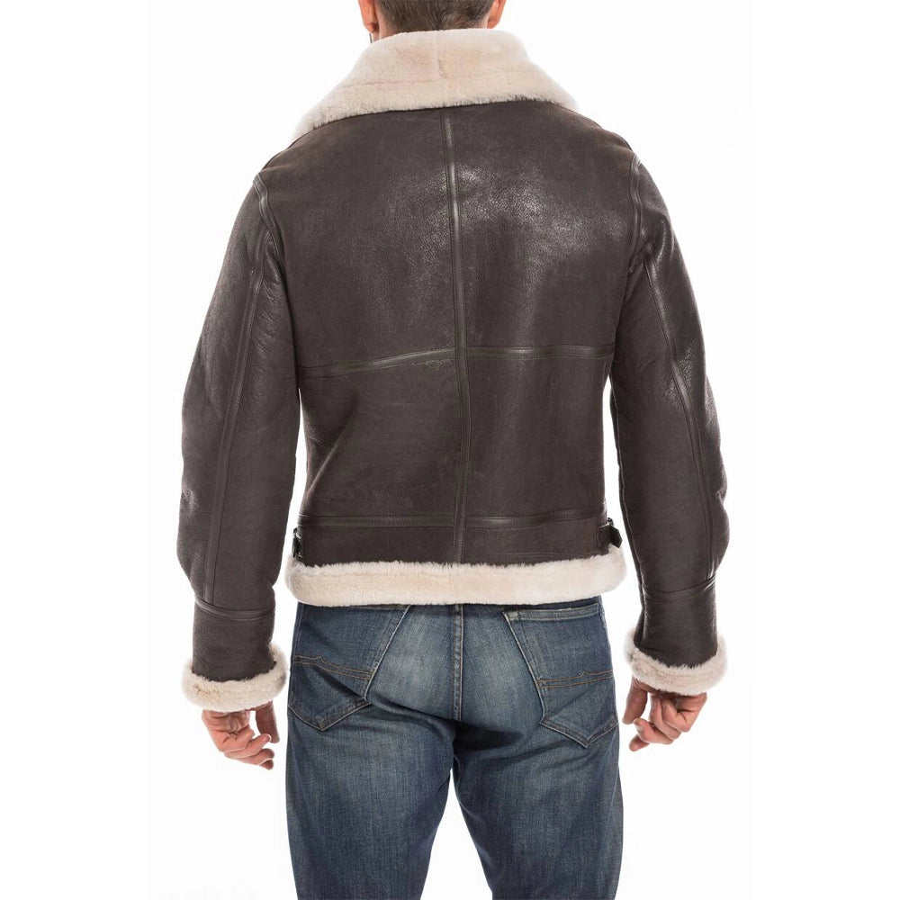 Sheepskin B3 Raf Men's Fur Shearling Bomber Brown Jacket