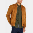 Mens Letterman Yellow Suede Jacket