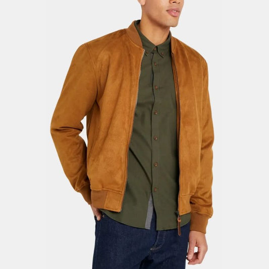 Mens Letterman Yellow Suede Jacket
