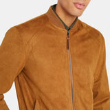 Mens Bomber Yellow Suede Jacket