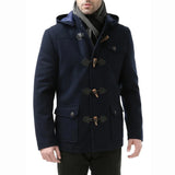 Men’s Navy Blue Wool Blue Hooded Duffle Coat