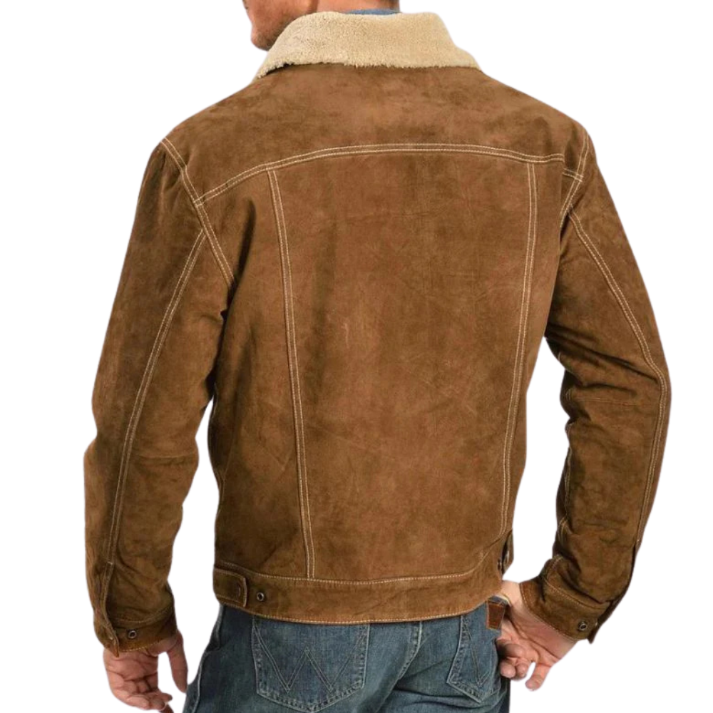 Men's Sherpa Lined Suede Brown Jacket