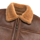 Gentlemen Brown Dry Shearling Leather Jacket Mens