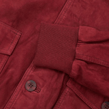 Men's High Neck Red Leather Bomber Jacket