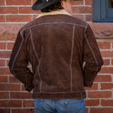 Sherpa Lined Boar Suede Brown Jacket