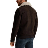 Men's Brown Nubuck Leather Fur Jacket