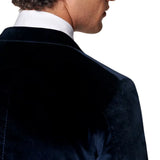 Men’s Navy Blue Velvet Dinner Jacket – Classic Formal Tuxedo Blazer