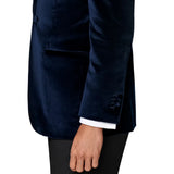 Men’s Navy Blue Velvet Dinner Jacket – Classic Formal Tuxedo Blazer