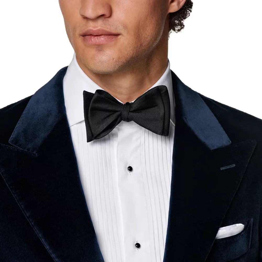 Men’s Navy Blue Velvet Dinner Jacket – Classic Formal Tuxedo Blazer