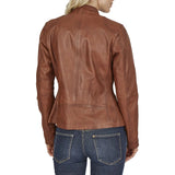 Regular Fit Genuine Lambskin Brown Womens Leather Jacket