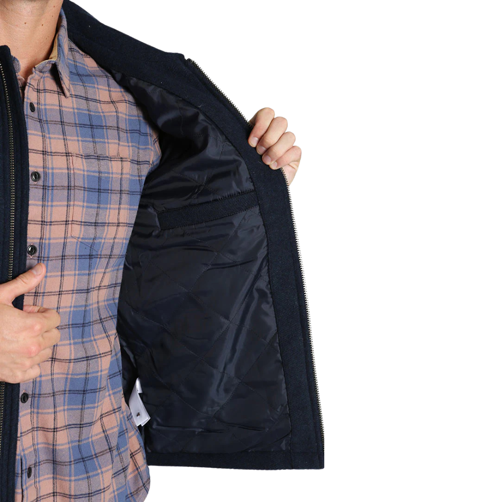 Men's Navy Zip Up Wool Blend Jacket