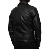 Negan Men's Black Belted Asymmetrical Moto Leather Jacket