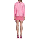 Womens Pink Leather Peplum  Biker Jacket
