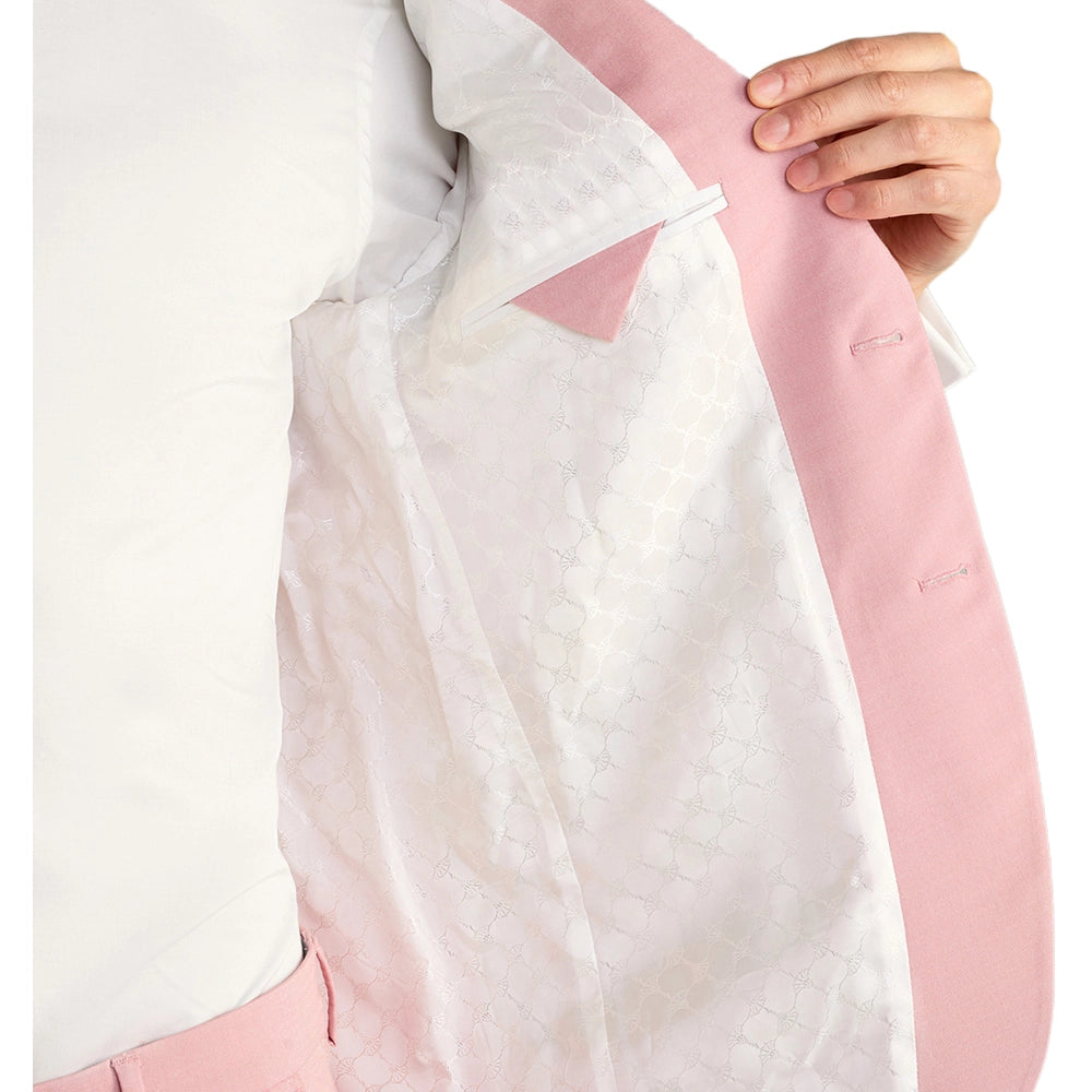 Men's Pink Wool Tailored Fit Single Breasted 2-Piece Suit