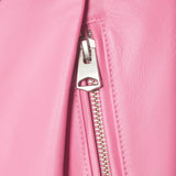 Womens Leather Pink Peplum Jacket