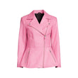 Womens Pink Leather Peplum Jacket