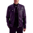 Men's Purple Quilted Biker Leather Jacket