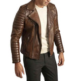Mens Distressed Brown Leather Motorcycle Jacket