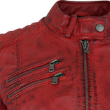 Merlot Red Leather Biker Jacket Womens