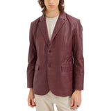 Men's Real Wine Red Leather Blazer Jacket