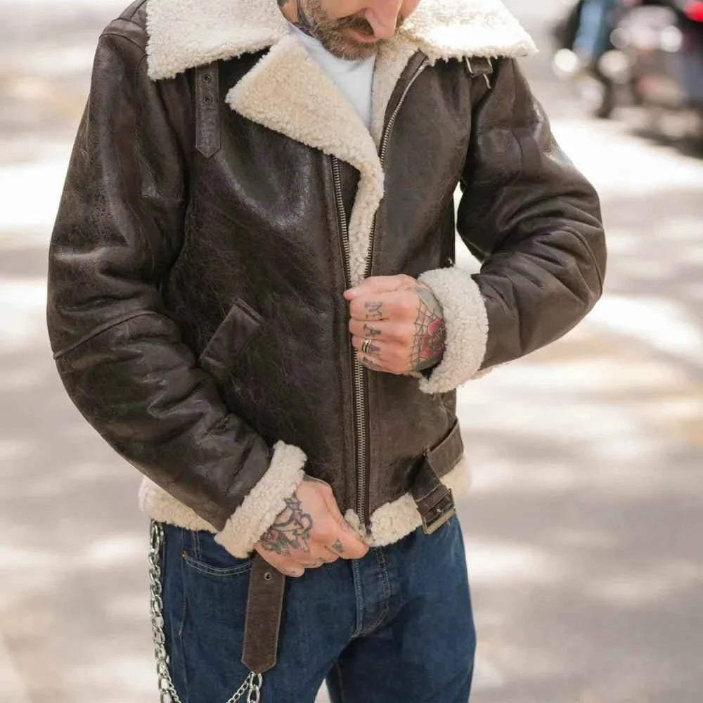 Rocky IV Sylvester Bomber Shearling Leather Jacket