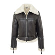 Womens Sheepskin B3 Belted Black Leather Shearling Jacket Aviator
