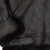Mens Black Hooded B3 Shearling Aviator Leather Bomber Jacket