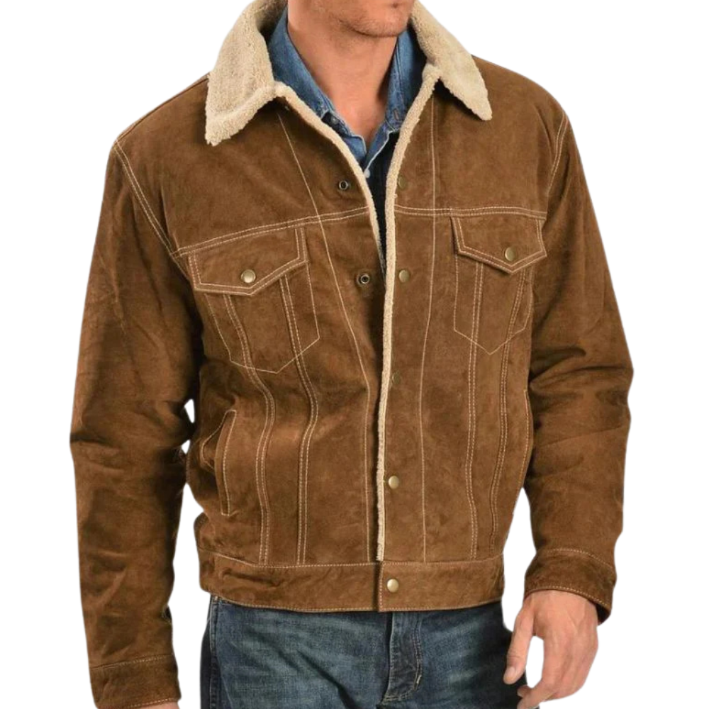 Men's Sherpa Lined Boar Suede Jacket