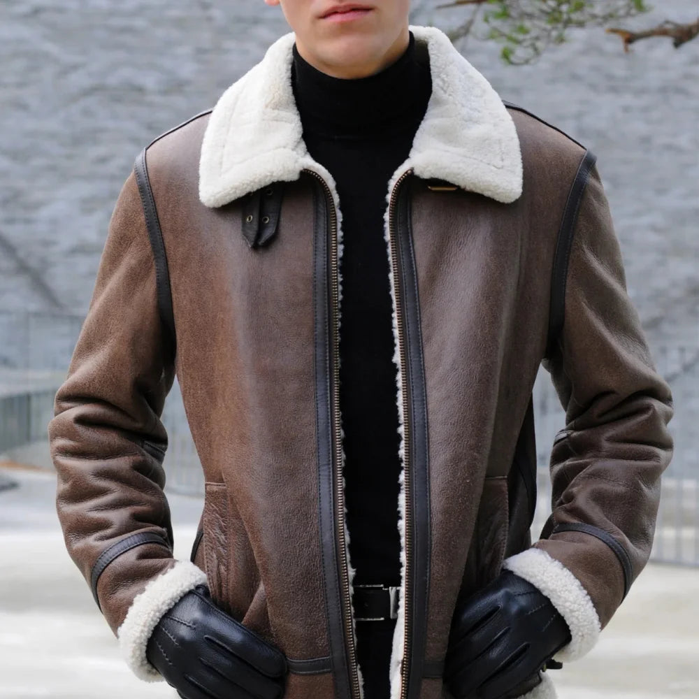 Men's Berlin Brown Shearling Leather Jacket