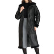 Women’s Full-Length Black Shearling Leather Coat – Ultimate Winter Warmth