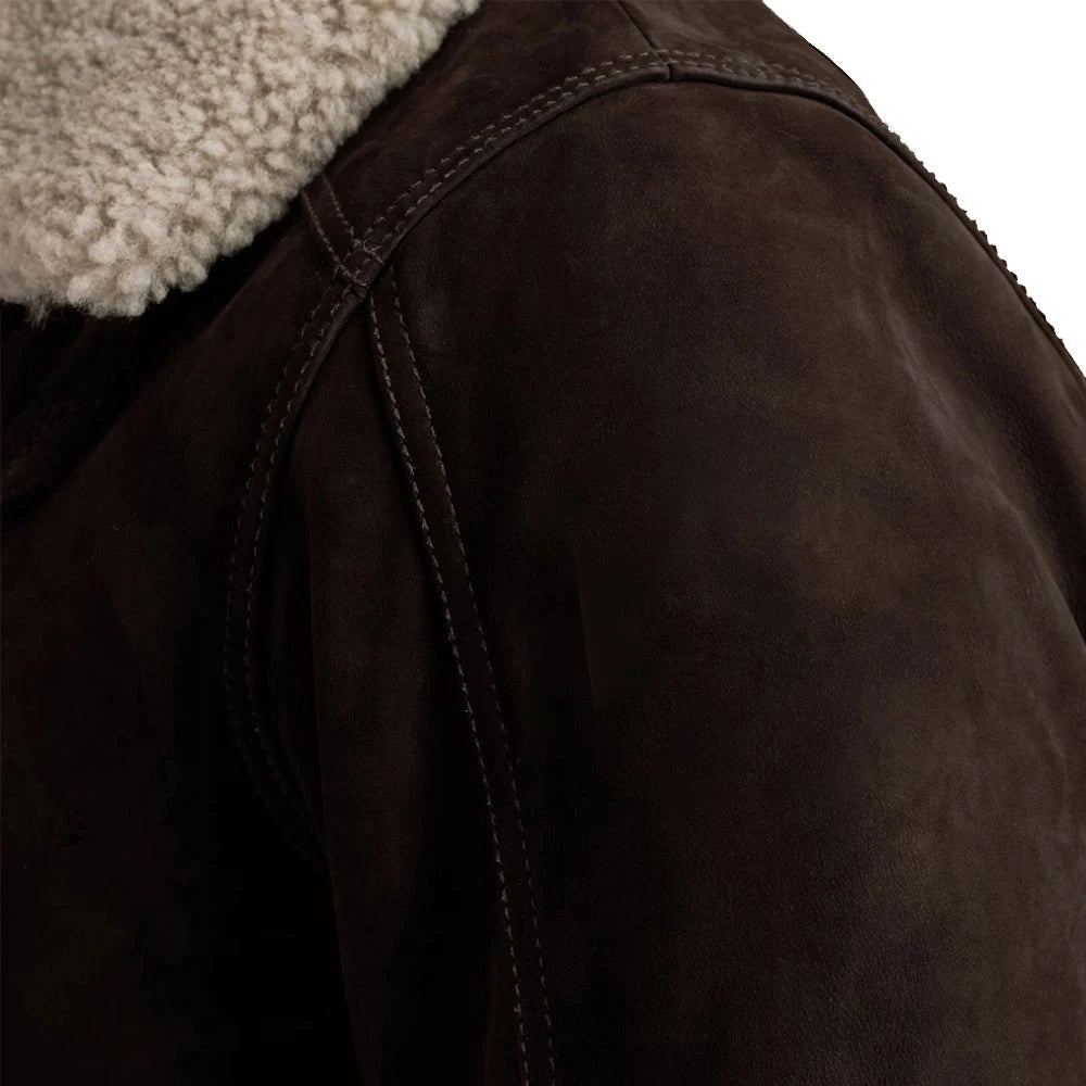 Men's Brown Aviator Nubuck Leather Jacket