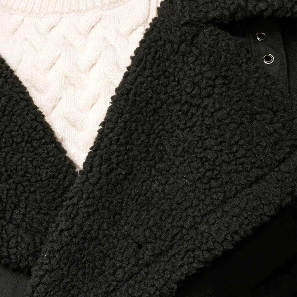 Men’s Black Double Breasted Sherpa Winter Coat