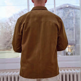 Men's Shirt Style Camel Suede Leather Trucker Jacket