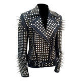Spikes Studded Black Ladies Brando Leather Jacket