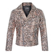 Men’s Snakeskin Pattern Studded Leather Biker Jacket