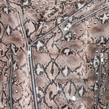 Men’s Snakeskin Pattern Studded Leather Biker Jacket