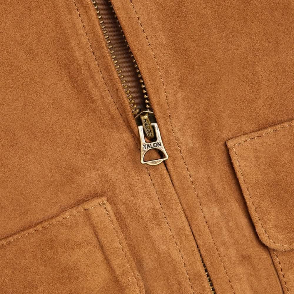 Womens Camel Lauren Brown Suede Bomber Jacket