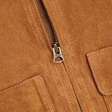 Womens Camel Lauren Brown Suede Bomber Jacket