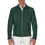 Mens Green Suede Shirt Jacket