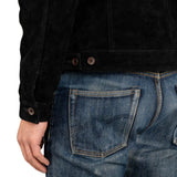 Men's Black Suede Trucker Jacket