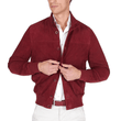 Men's Red Suede Leather Bomber Jacket