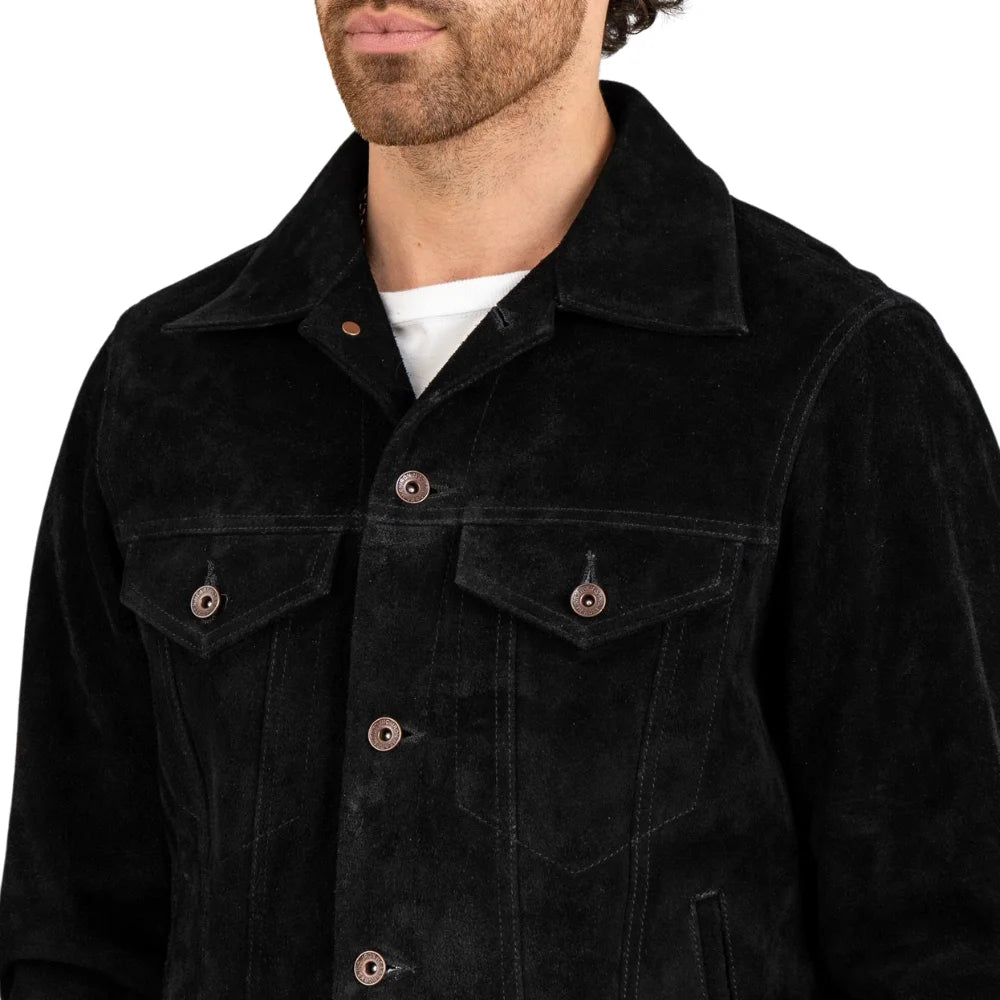 Black Suede Trucker Jacket