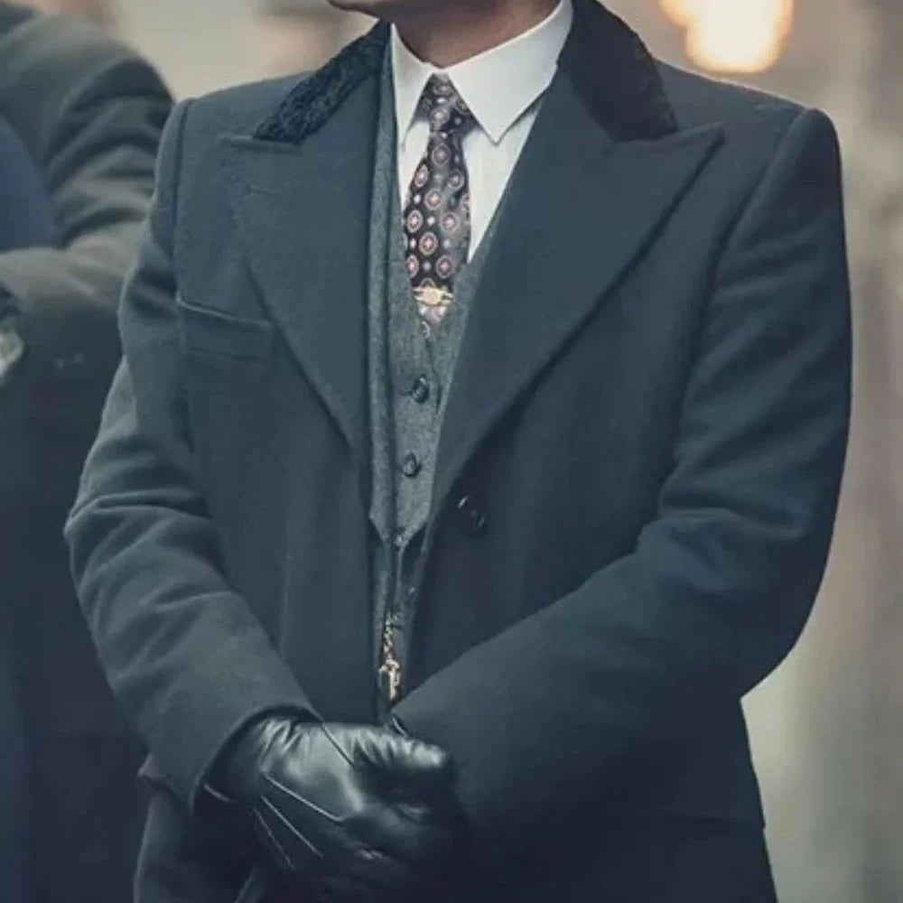 Thomas Shelby Peaky Blinder Men's Gangster Black 1920's Wool Coat