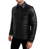 Men's Trucker Quilted Black Vegan Leather Jacket